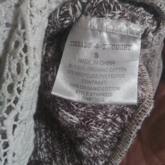 Threads 4 Thought Marled Women’s Knit Sweater with White Lace Hem – Size: Small - Picture 3 of 9